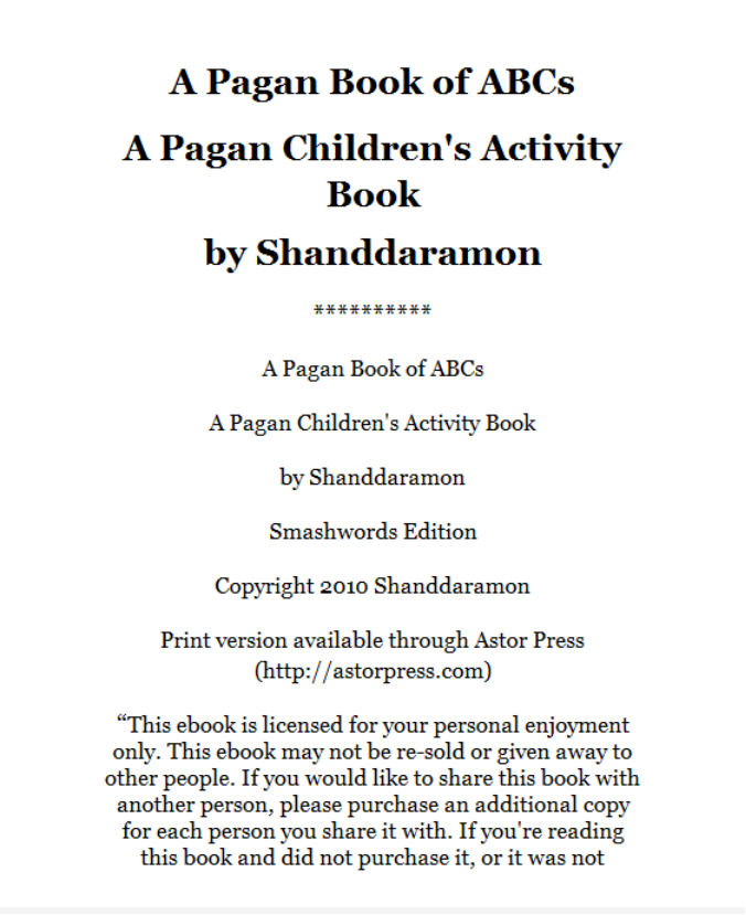 Shanddaramon - A Pagan Book of ABCs cover