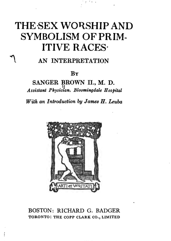 The Sex Worship & Symbolism of Primitive Races - S Brown cover