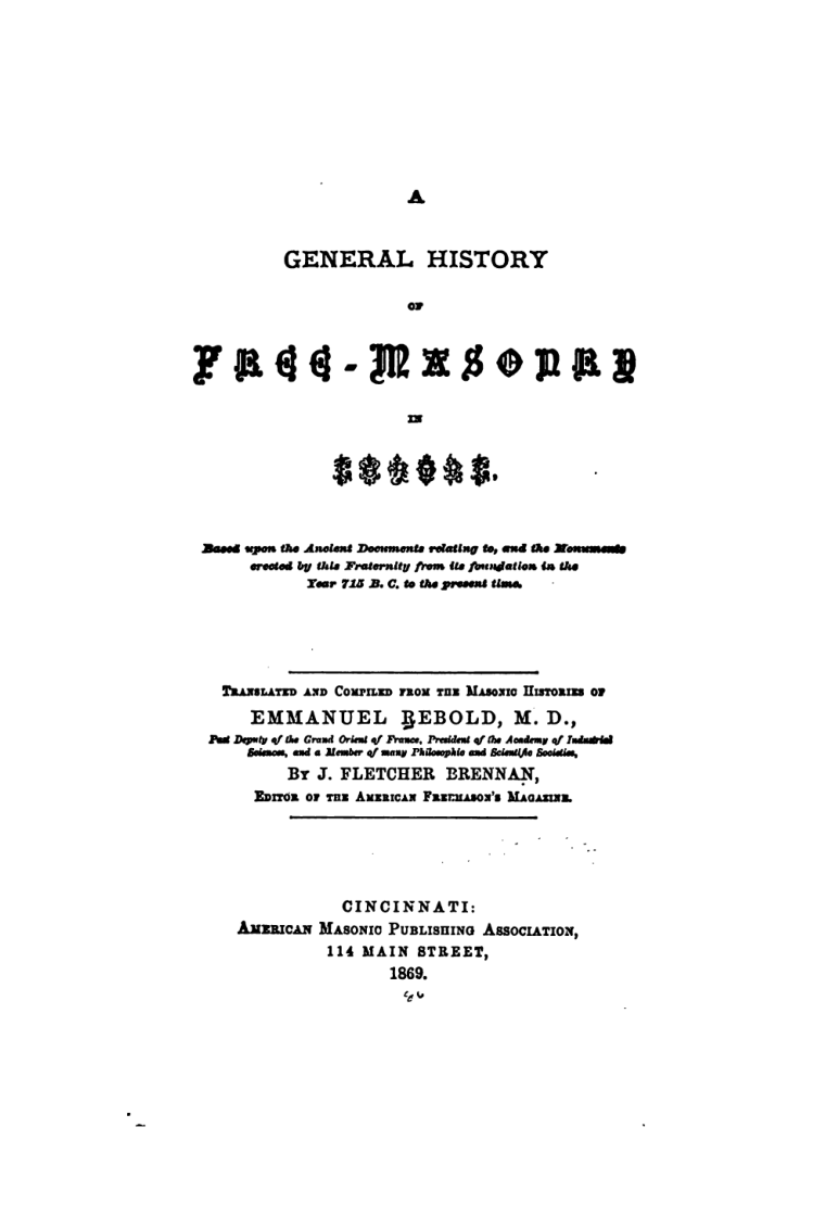 A General History Of Freemasonry In Europe - E Rebold cover