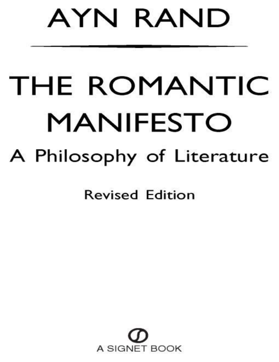 Ayn Rand - Romantic Manifesto cover