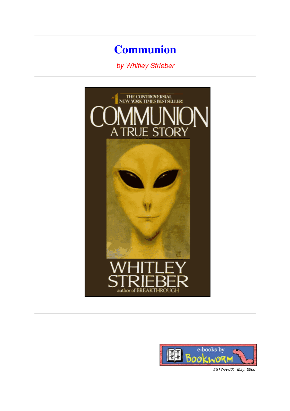 Whitley Strieber - Communion cover