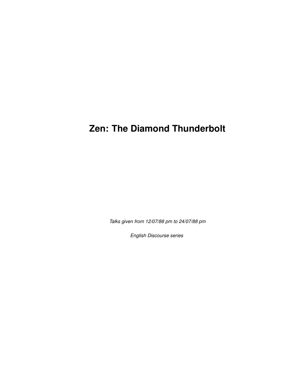 Zen. The Diamond Thunderbolt cover