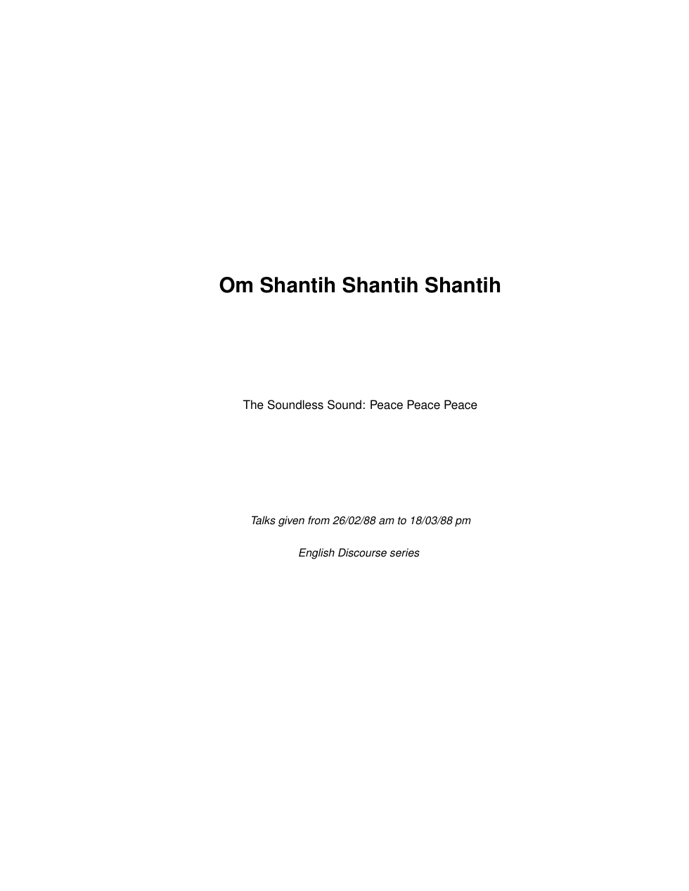 Om Shantih Shantih Shantih cover