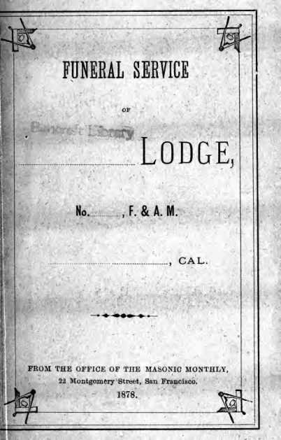 Funeral Services Of Masonic Lodges cover