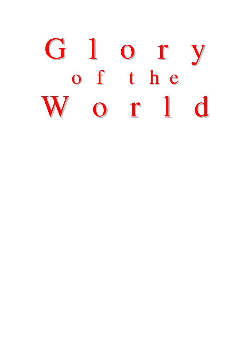 Glory Of The World cover