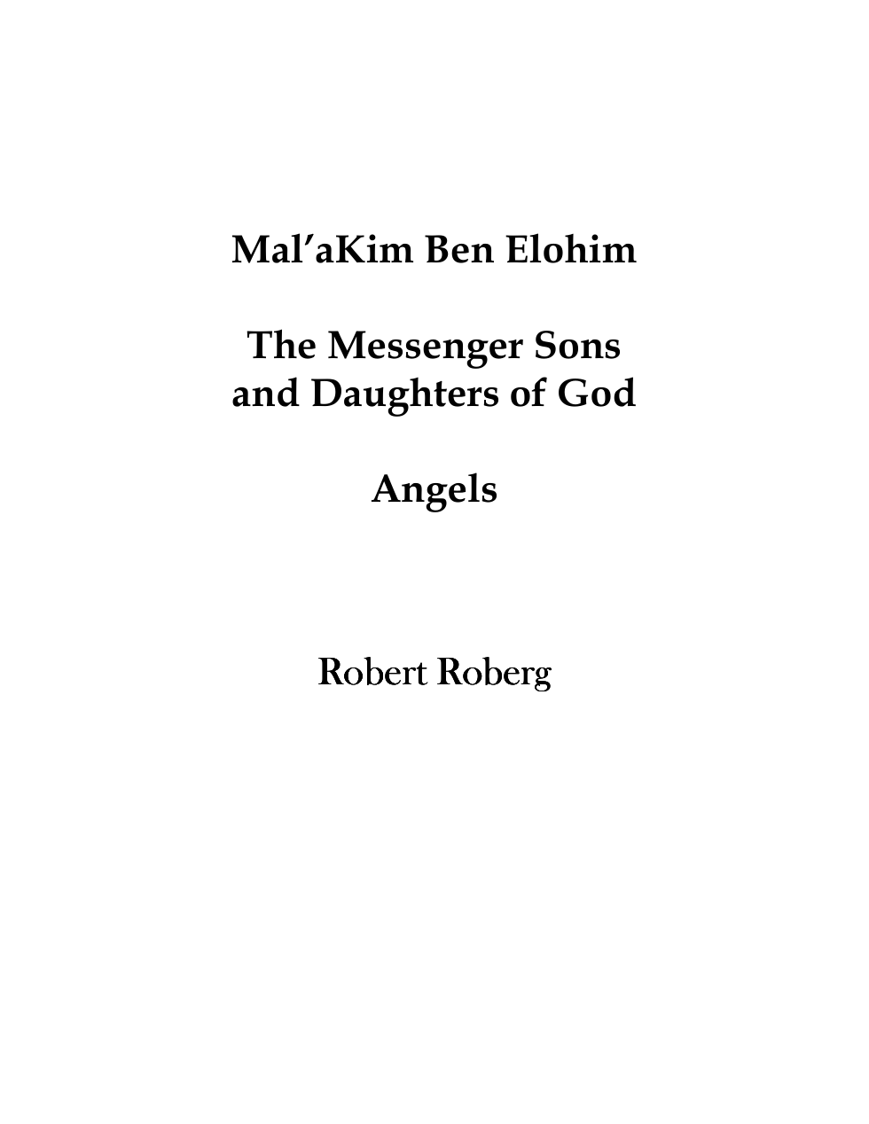 Robert Roberg Mal’aKim Ben Elohim cover