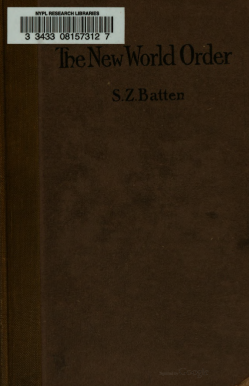 Batten, Samuel Zane - The New World Order (1919) (no OCR) cover