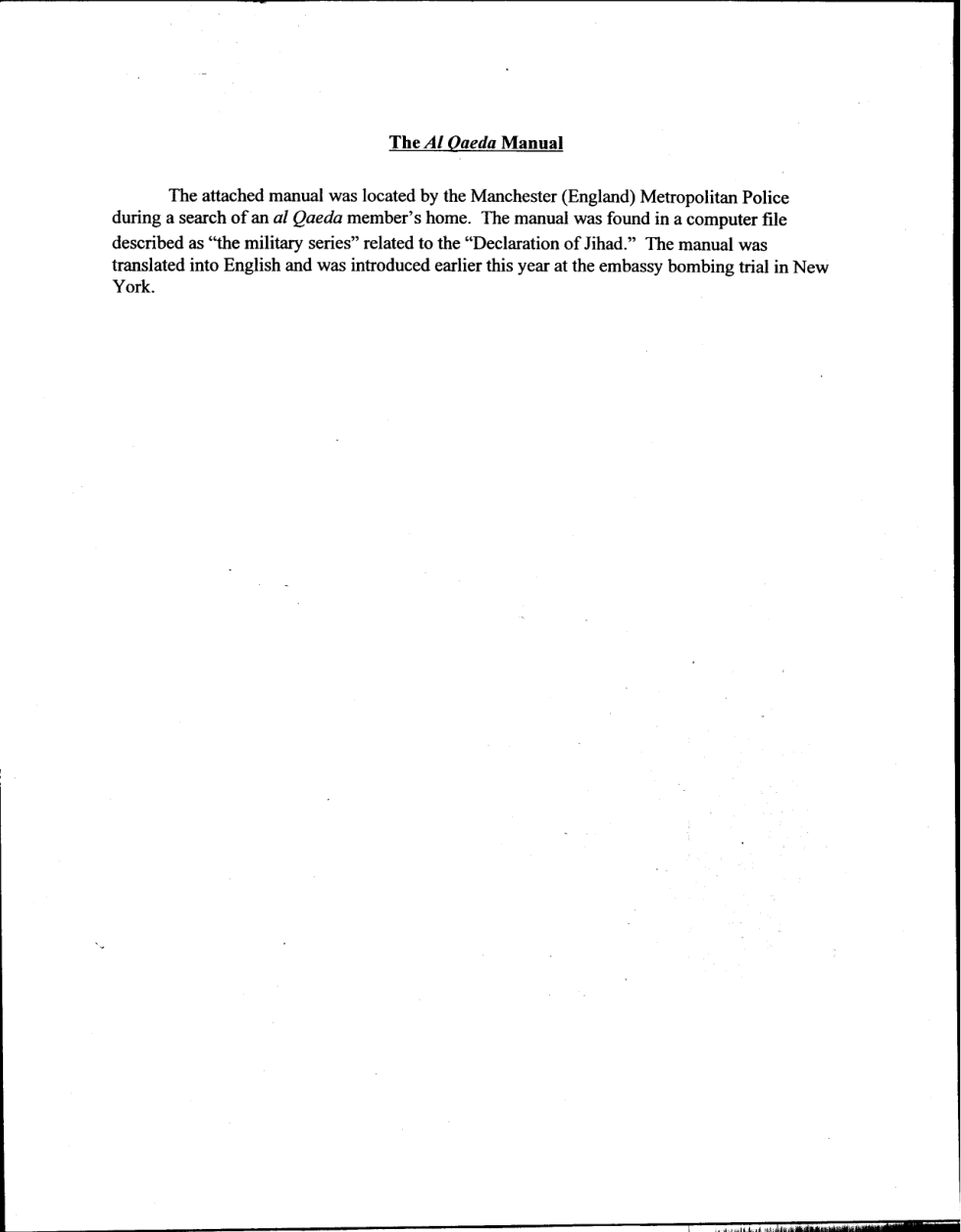 Al Qaeda Terrorist Manual cover