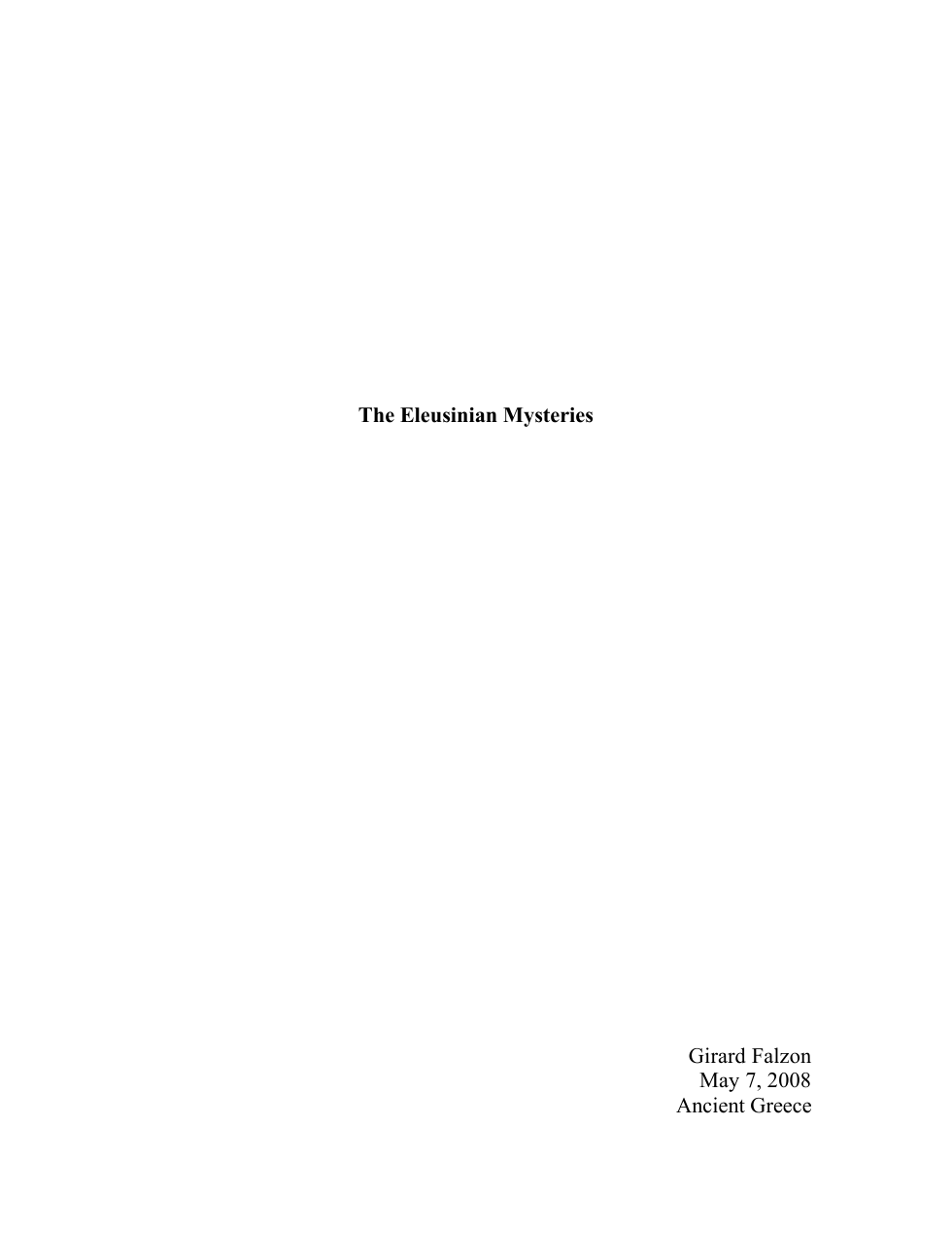Eleusinian Mysteries cover
