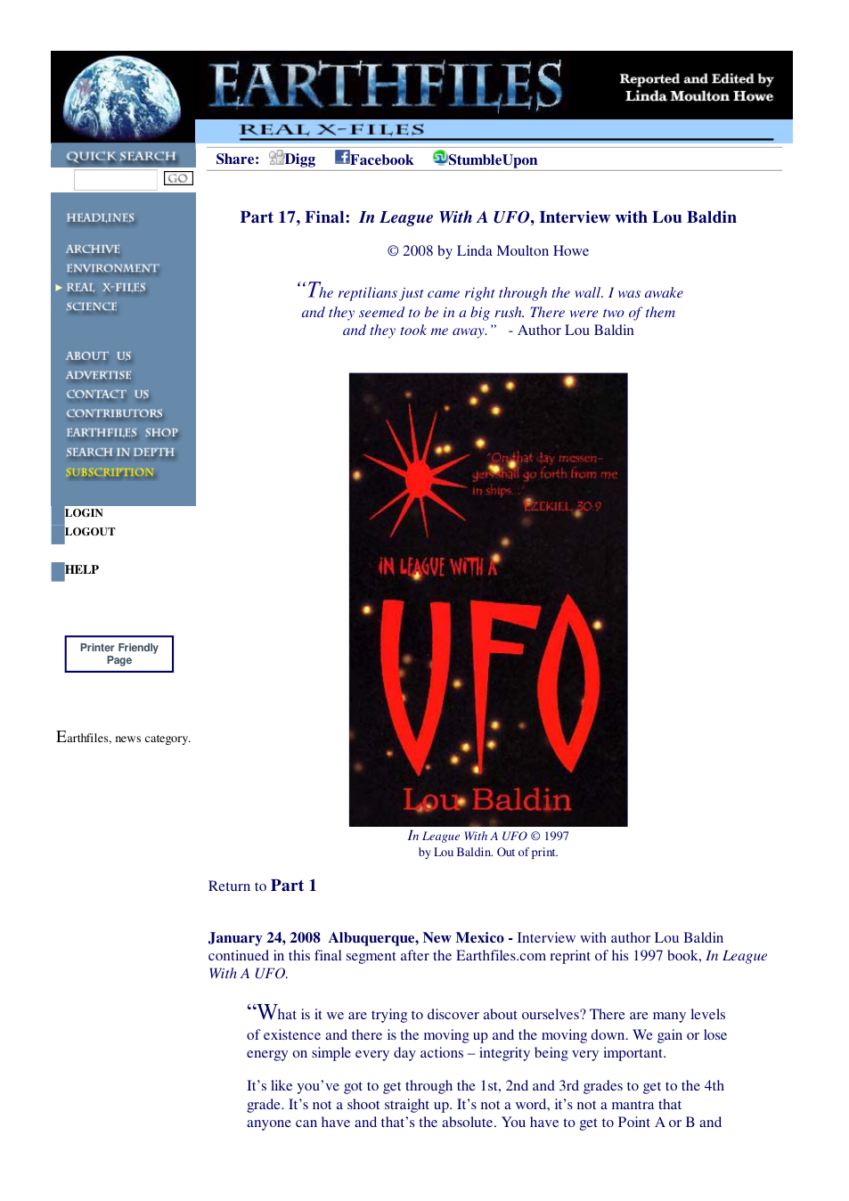 01 24 2008 Part 17, Final In League With A UFO, Interview with Lou Baldin cover