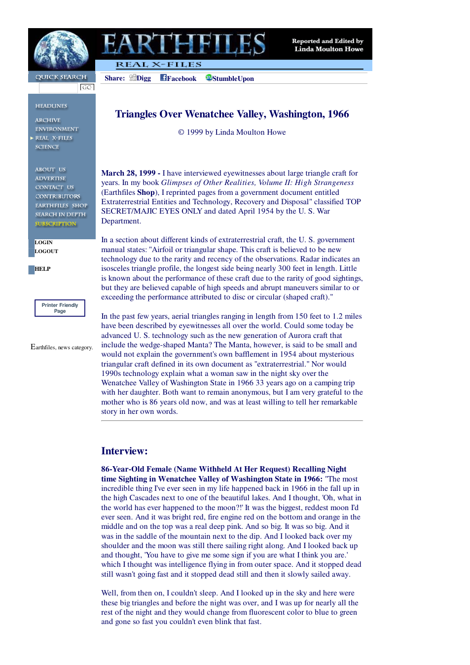 03 28 1999 Triangles Over Wenatchee Valley, Washington, 1966 cover