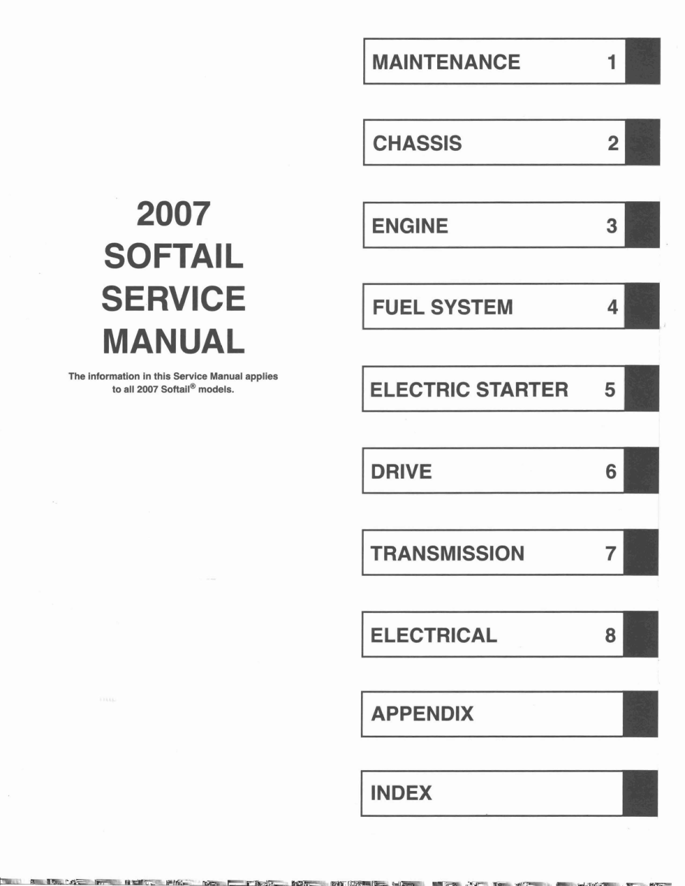 2007 Harley Davidson Softail Service Manual cover