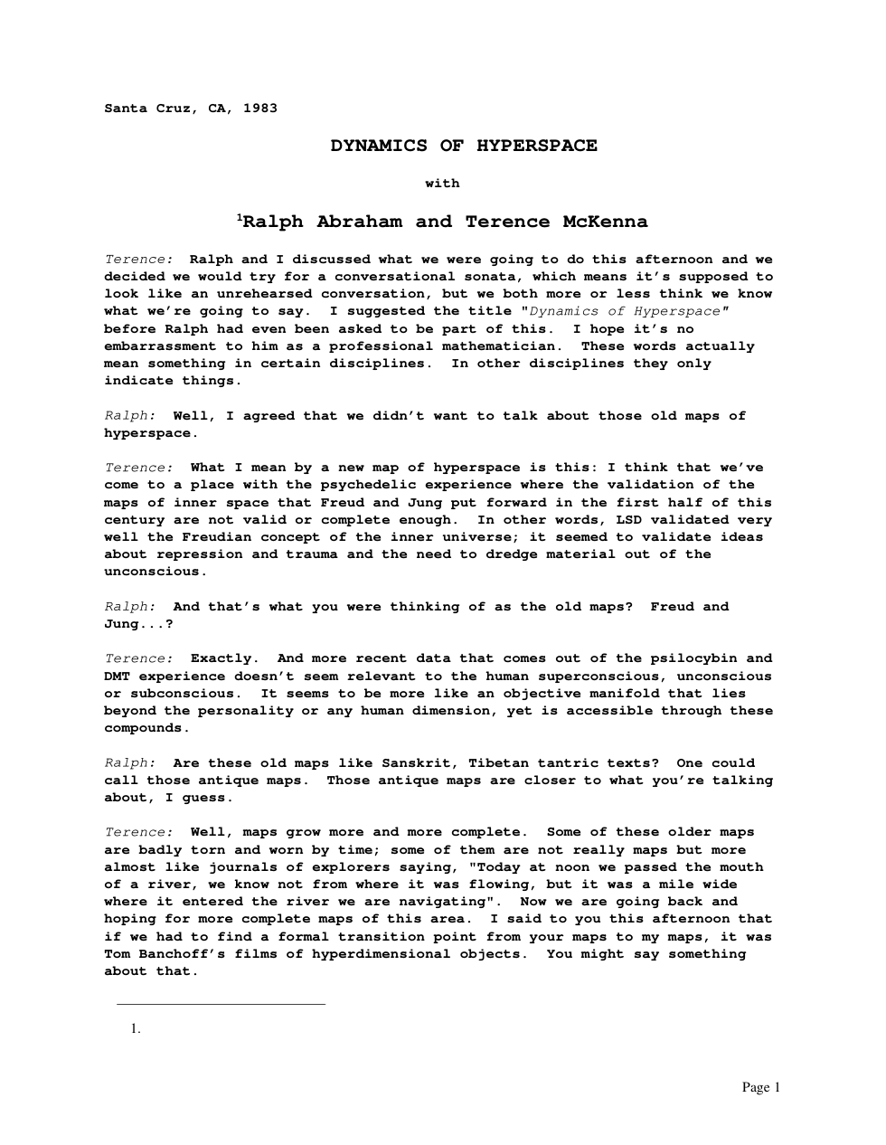 Terence McKenna - Dynamics Of Hyperspace cover