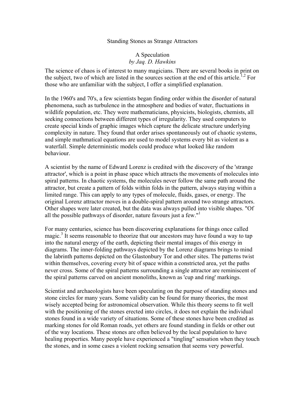 Hawkins, Jaq - Standing Stones as Strange Attractors cover