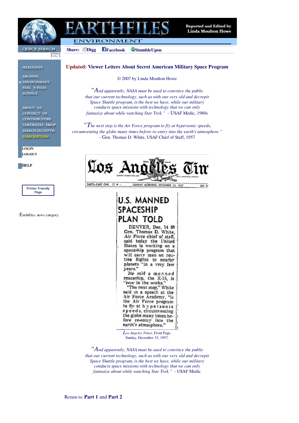 12 20 2007 Updated Viewer Letters About Secret American Military Space Program cover