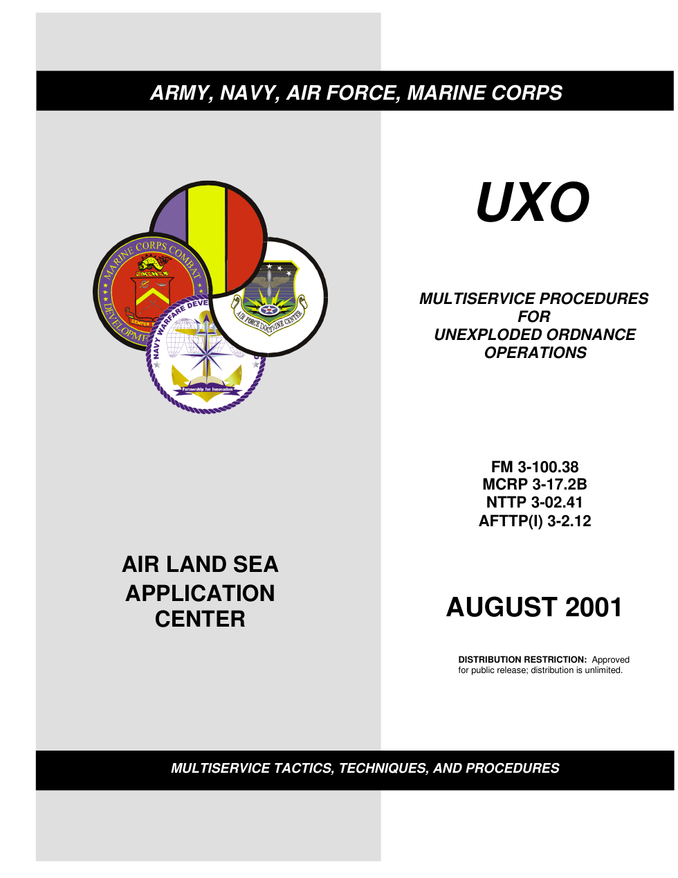 ARMY Multiserv. Proc. for Unexploded Ord. Ops 2001 81 pgs cover