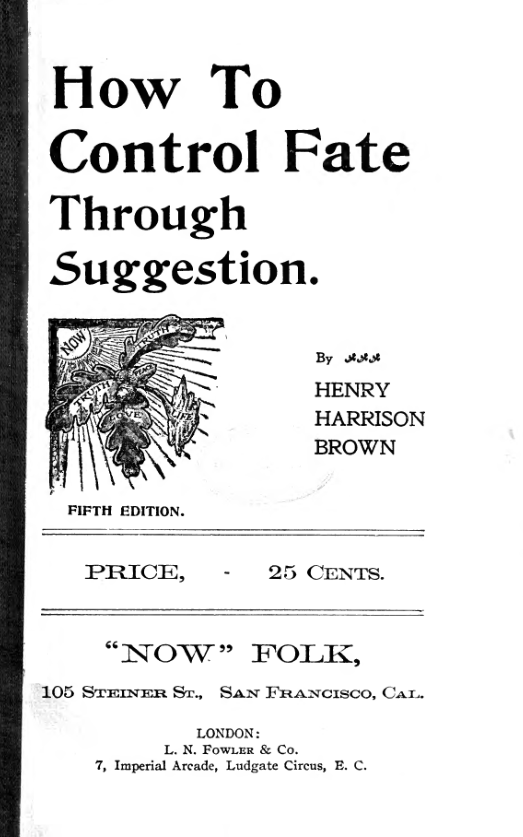 How to Control Fate Through Suggestion - H Harrison Brown cover
