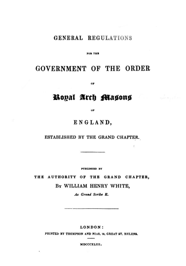 General Regulations For The Royal Arch Masons Of England cover