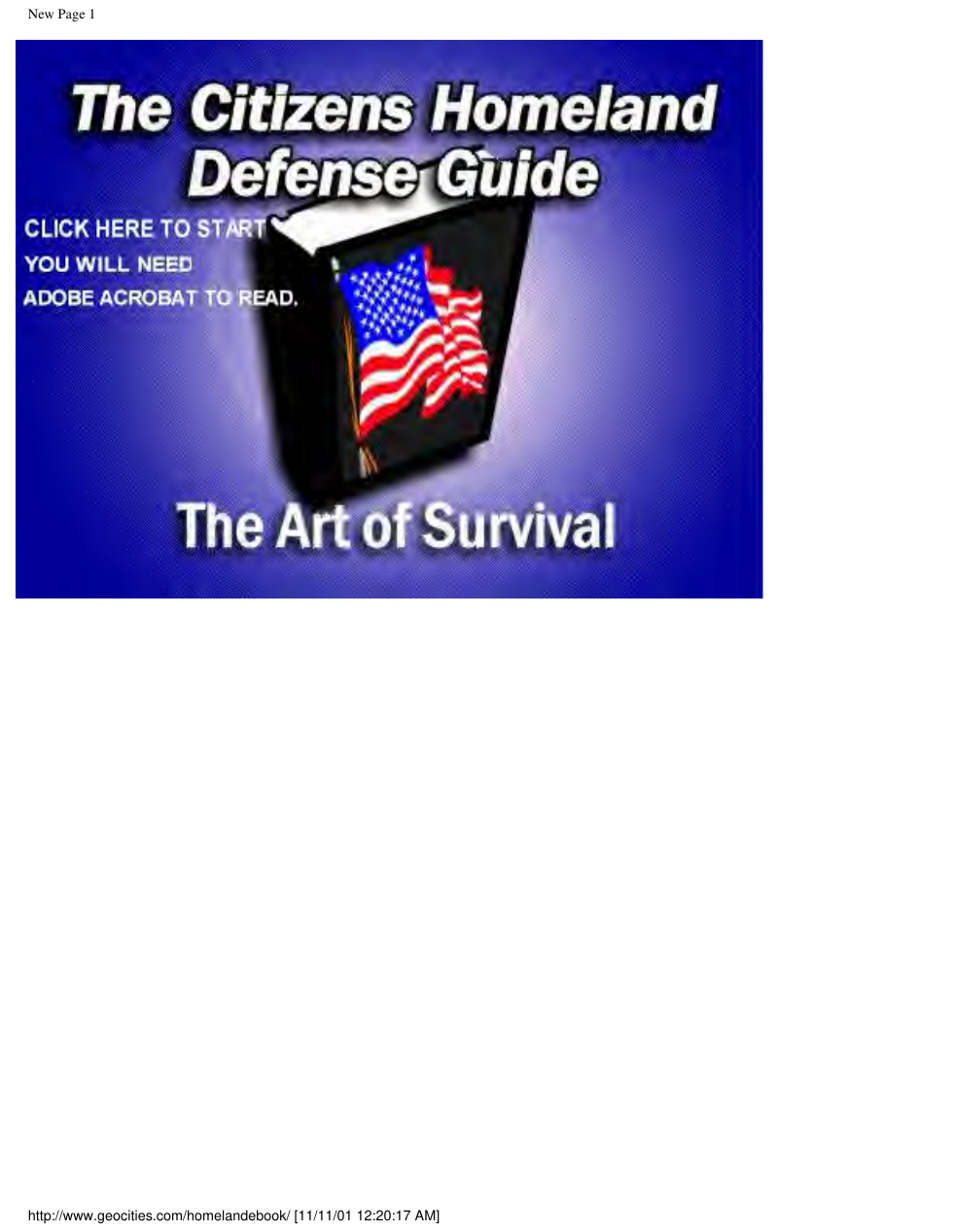 Citizen's Homeland Defense Guide 1 - The Art Of Survival cover