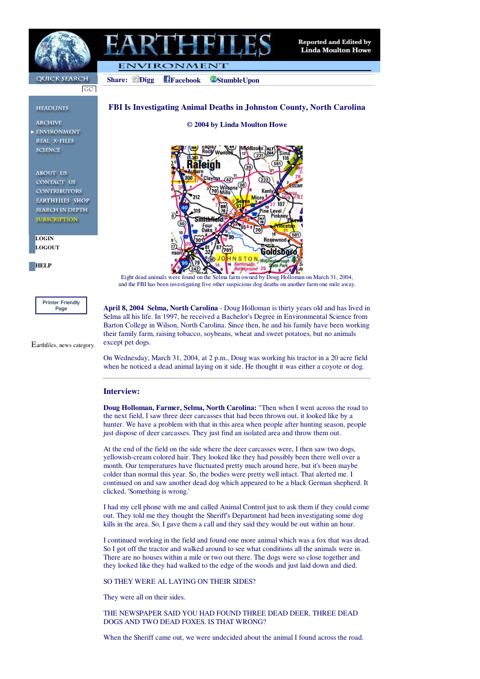 04 08 2004 FBI Is Investigating Animal Deaths in Johnston County, North Carolina cover