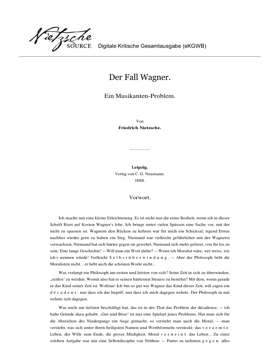 Der Fall Wagner cover