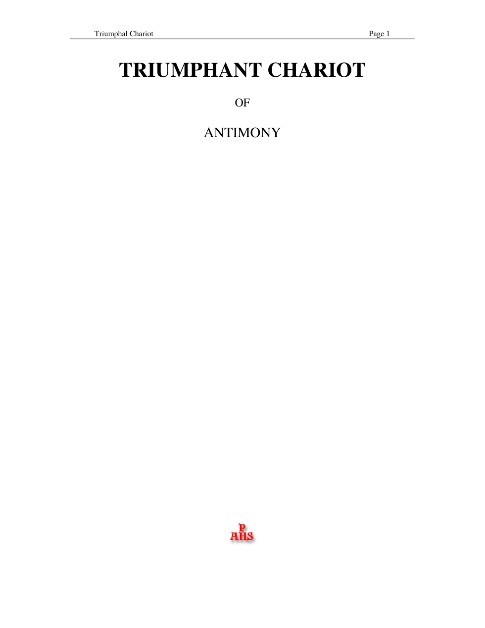 Triumphant Chariot cover