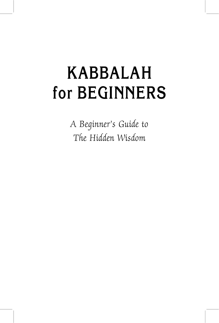 Kabbalah For Beginners cover