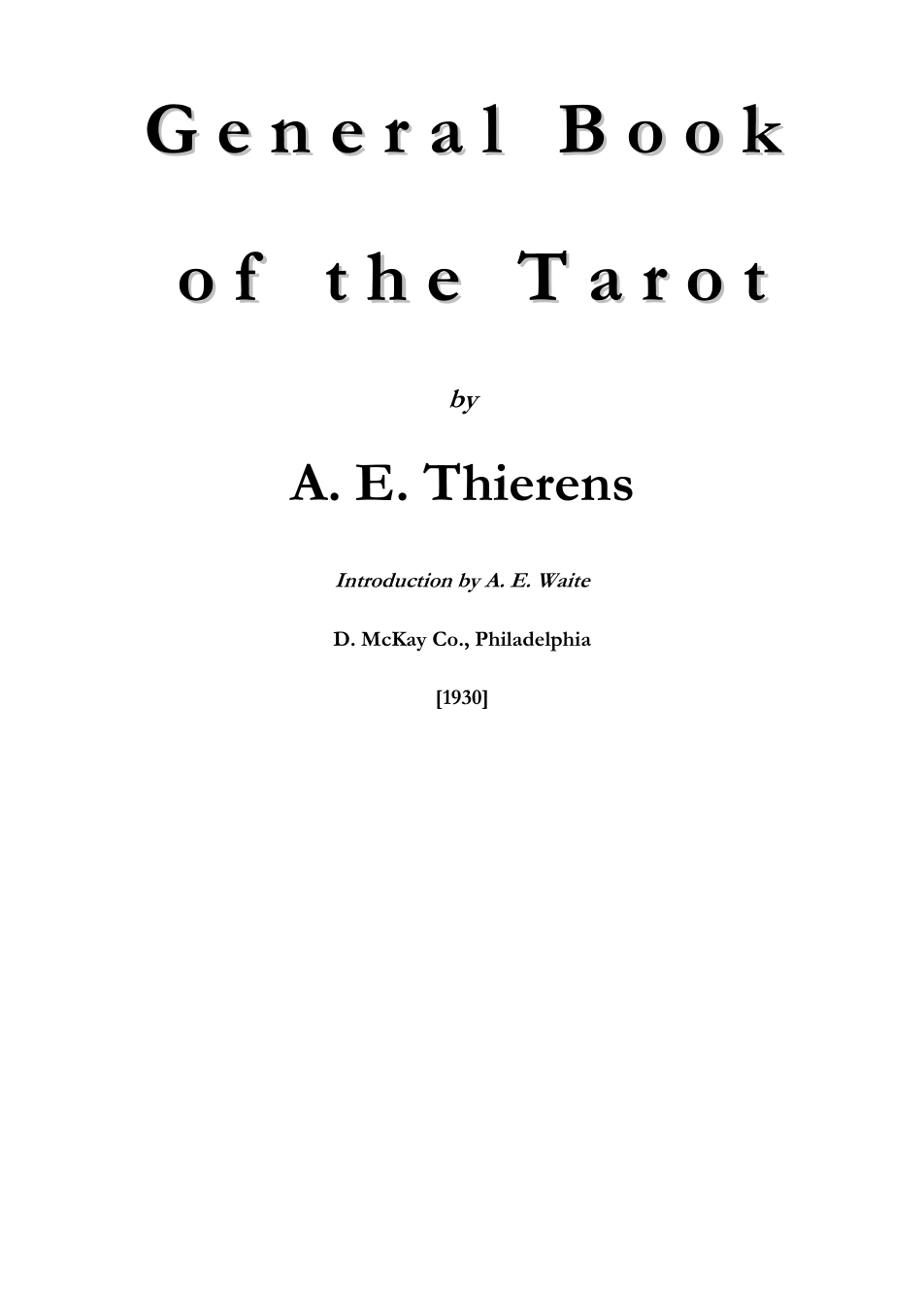 General Book Of The Tarot - A E Thierens cover