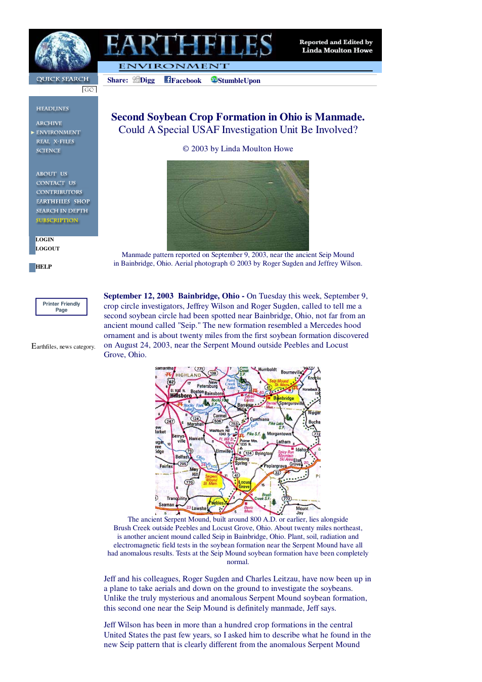 09 12 2003 Second Soybean Crop Formation in Ohio is Manmade. Special USAF Investigation Unit Involved cover
