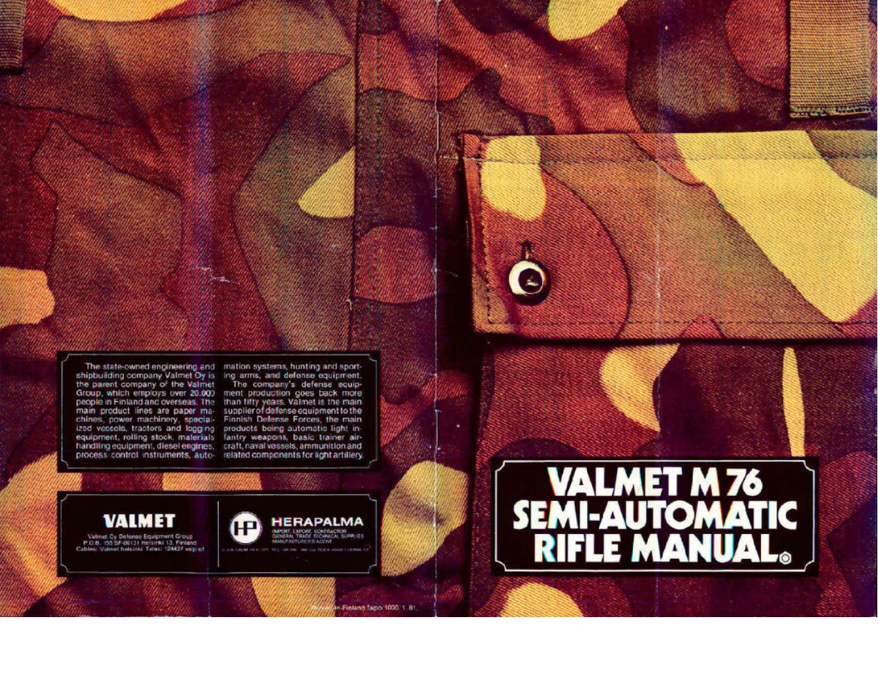 Valmet M76 Simiautomatic Rifle Operators Manual 11 pages cover