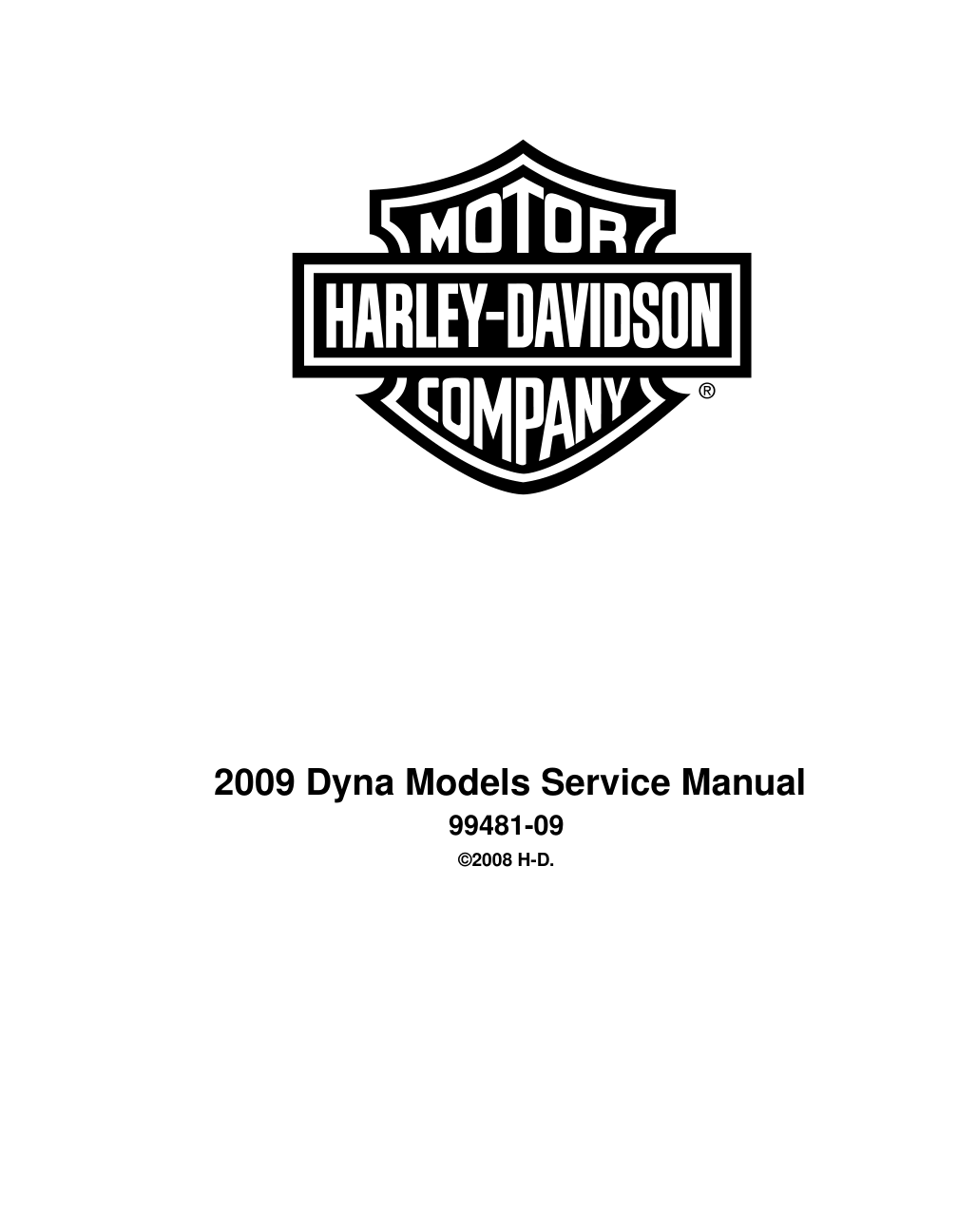 2009 Dyna Service Manual cover