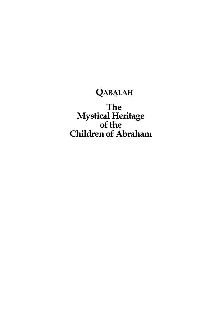 Qabalah - The Mystical Heritage of the Children of Abraham cover