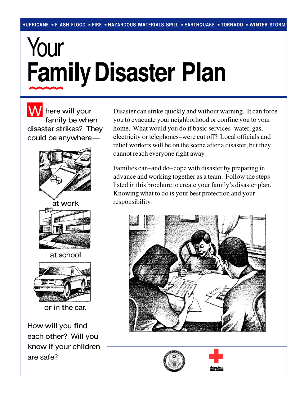 FEMA Your Family Disaster Plan 1993 8 pages cover