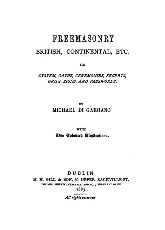 Freemasonry British, Continental Etc. - M Di Gargano cover
