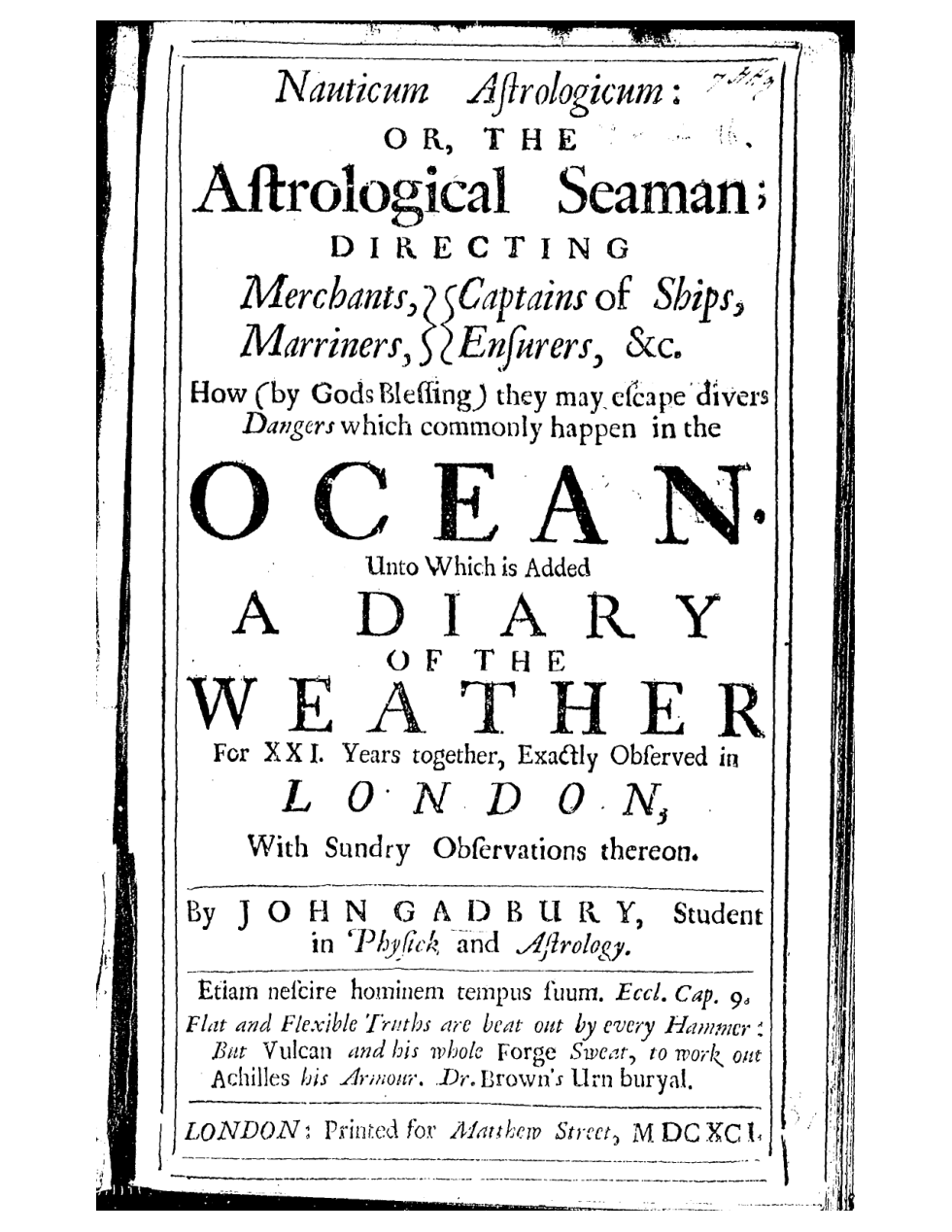 Gadbury, John - 1657 - Nauticum Astrologicum (The Astrological Seaman) cover