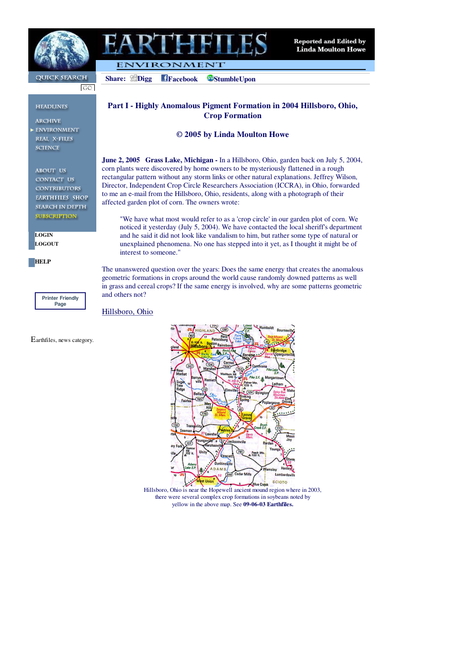 06 02 2005 Part I - Highly Anomalous Pigment Formation in 2004 Hillsboro, Ohio, Crop Formation cover