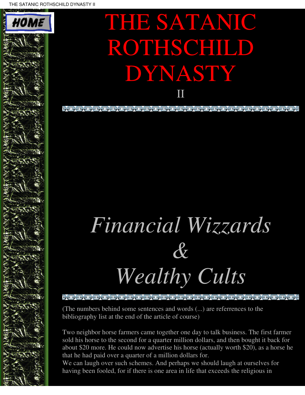 Satanic Rothschild Dynasty - Financial Wizzards And Wealthy Cults cover