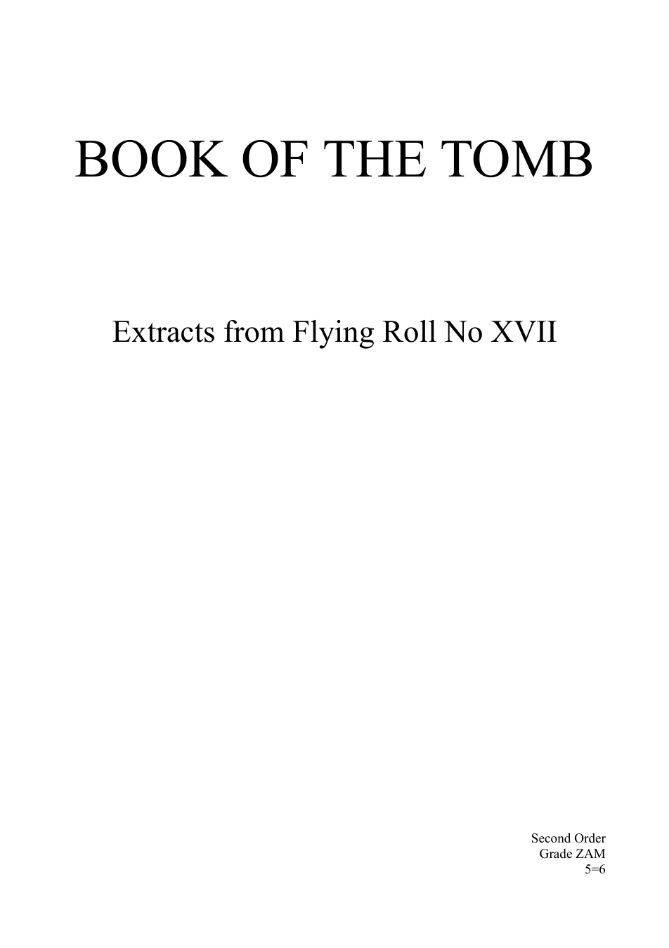 Book of the Tomb cover