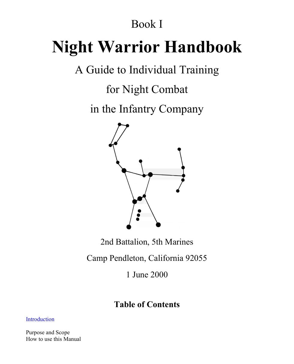 USMC Night Warrior Handbook MCRP 3-000 2000, 135 pages cover