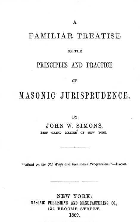 Principles & Practice of Masonic Jurisprudence - J Simons cover