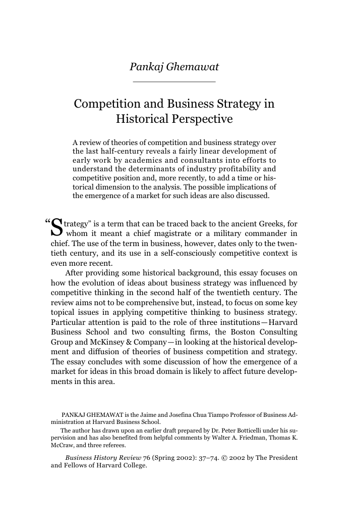 Competition & Business Strategy in Historical Perspective cover