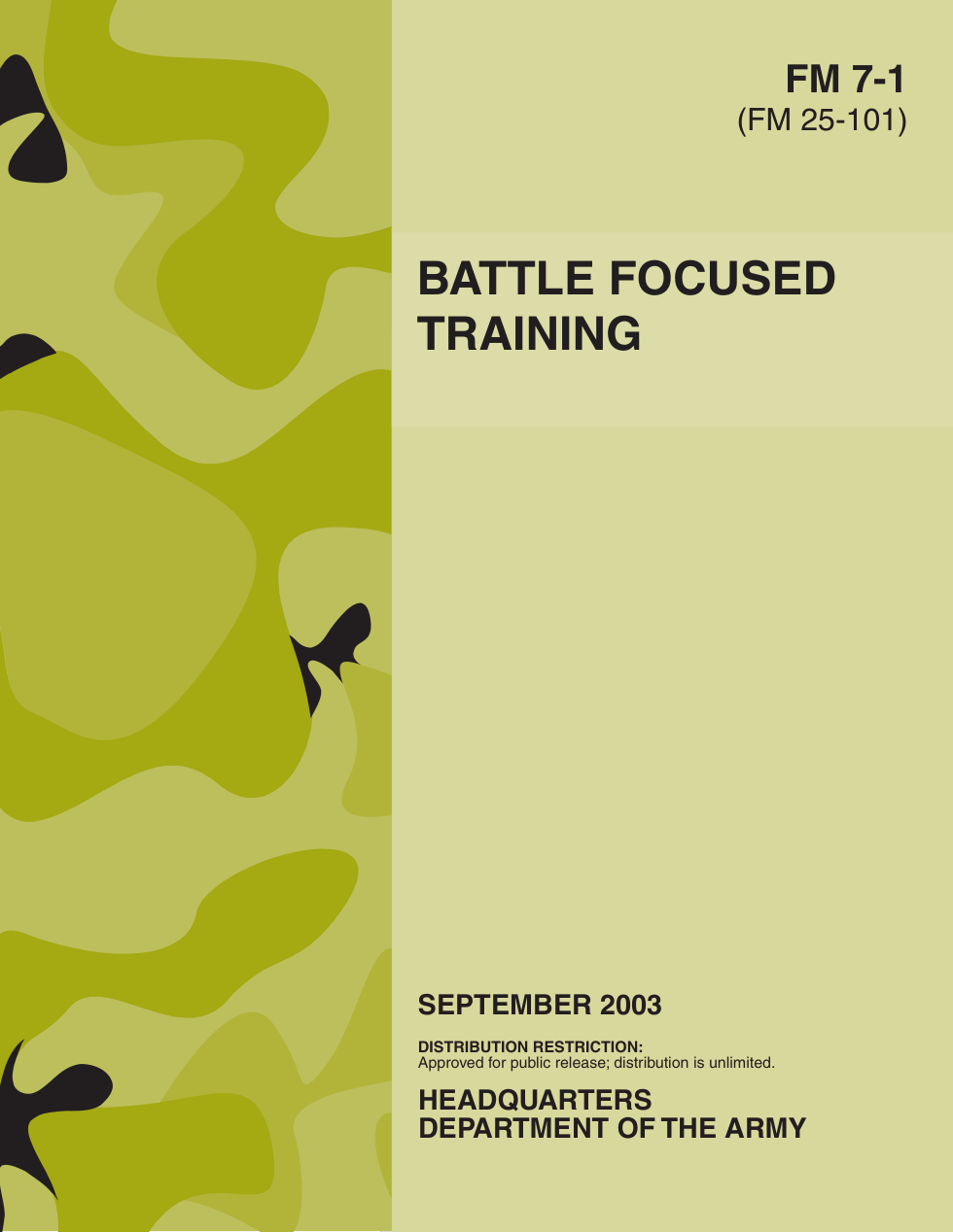 FM 7-1 Battle Focused Training cover