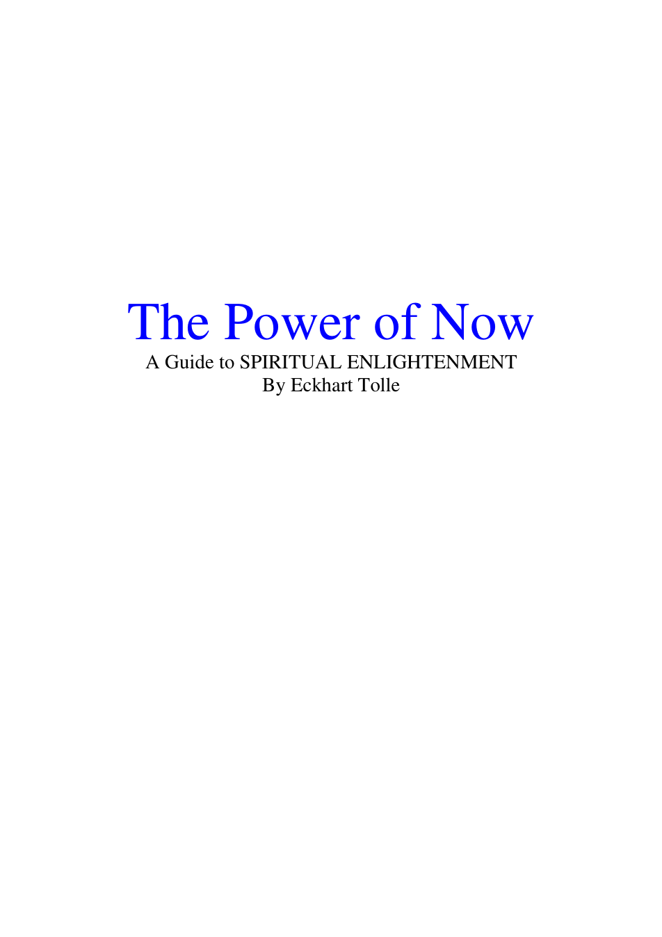 Eckhart Tolle - The Power of Now cover