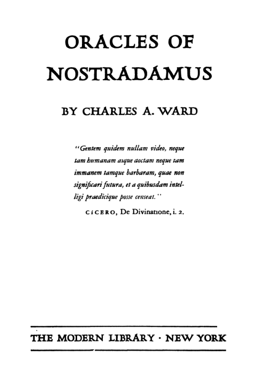 Oracles Of Nostradamus - C A Ward cover