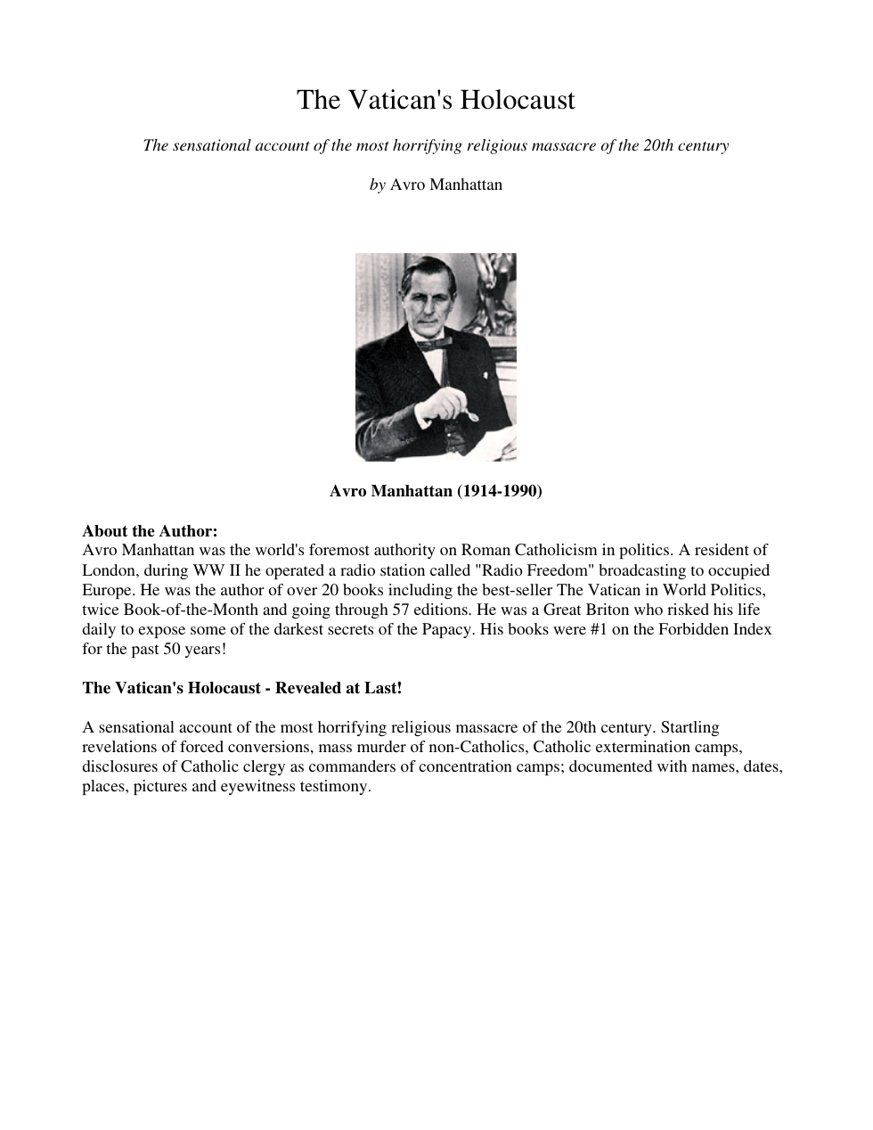 Vatican's Holocaust cover