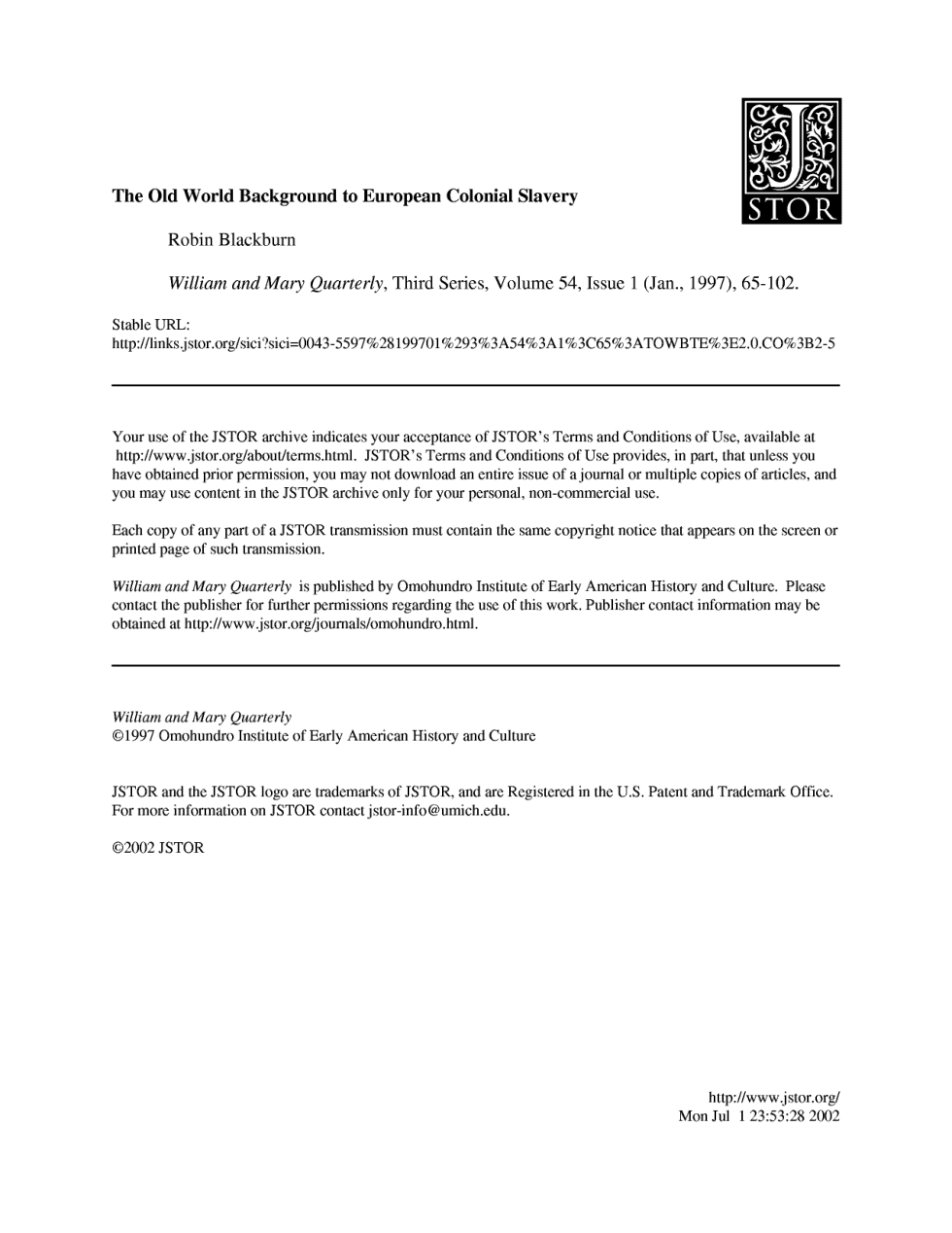 The Old World Background To European Colonial Slavery cover