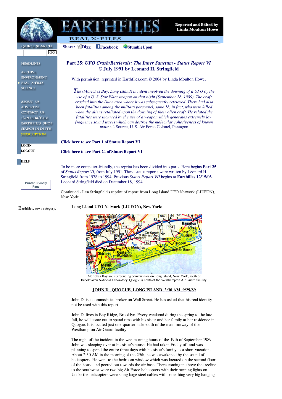 01 11 2005 Part 25 UFO Crash Retrievals The Inner Sanctum - Status Report VI July 1991 by Leonard H. Stringfield cover