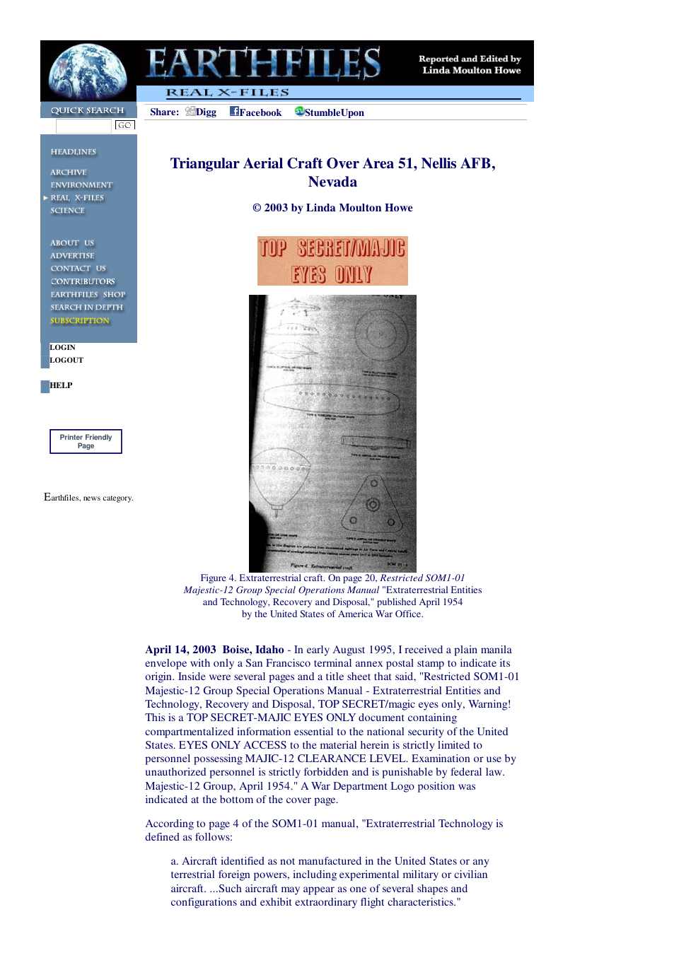 04 15 2003 Triangular Aerial Craft Over Area 51, Nellis AFB, Nevada cover