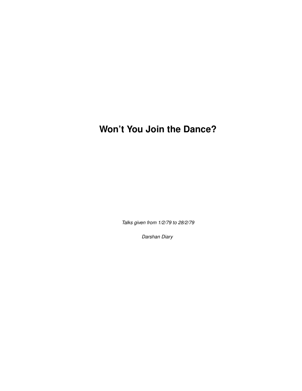 Won't You Join the Dance cover