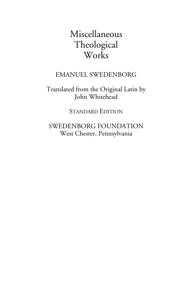 Emanuel Swedenborg - Miscellaneous Theological Works cover